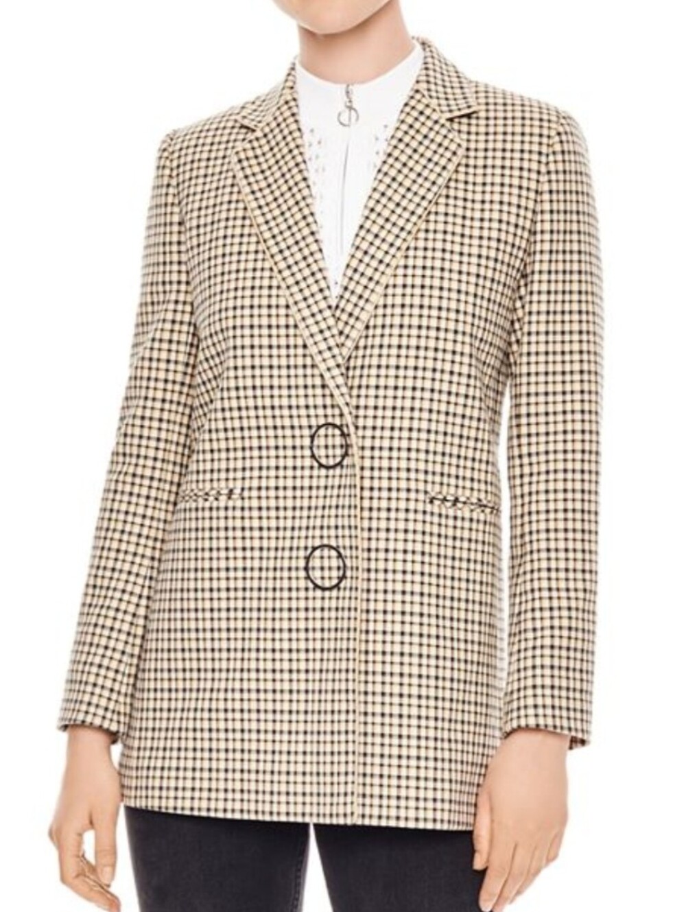 Sandro Zack Checked Cotton Blazer. NWOT. Size 36
